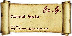 Csarnai Gyula névjegykártya